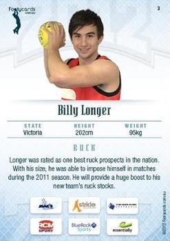 2012 Footy AFL Draft Prospects #3 Billy Longer Back